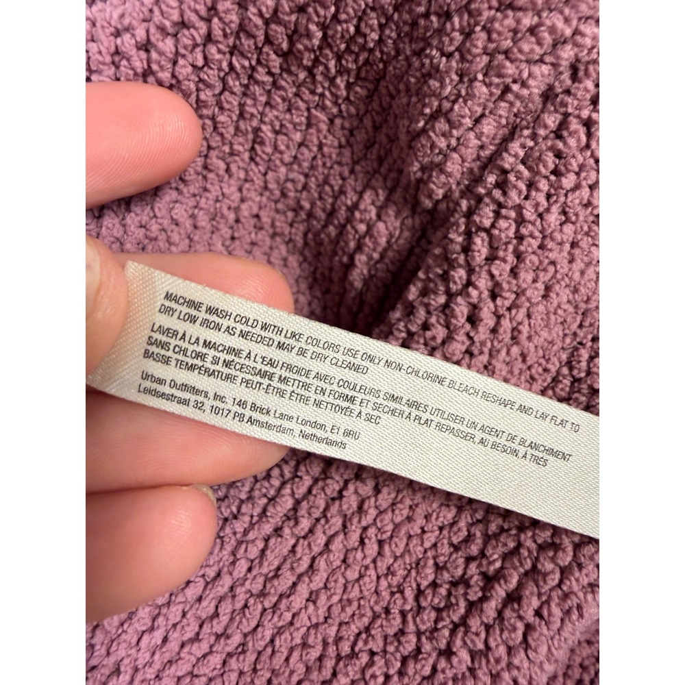 Free People Beach XS Mauve Textured Waffle Knit Crop Balloon Sleeve Sweatshirt - Picture 5 of 8
